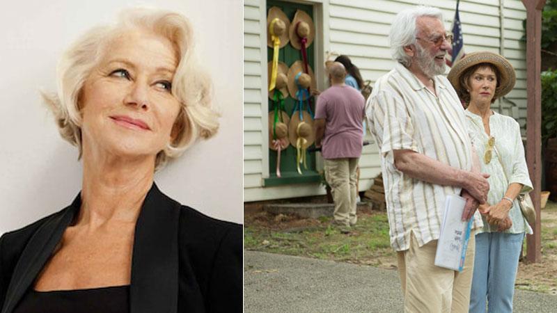 Helen Mirren a destra con Donald Sutherland sul set del film “Ella & John – The Leisure Seeker” diretto dal regista Paolo Virzì