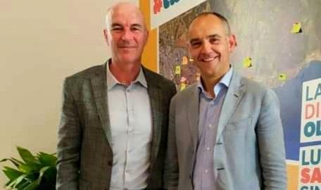 Il sindaco di Livorno Luca Salvetti assieme al collega di Capannori Luca Menesini