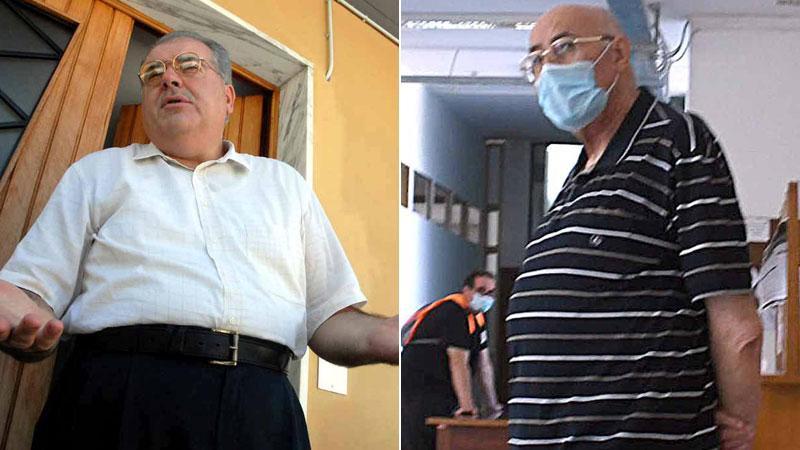 L’ex parroco Luca Morini (conosciuto anche come don Euro) e a destra don Ceci in attesa di testimoniare al processo