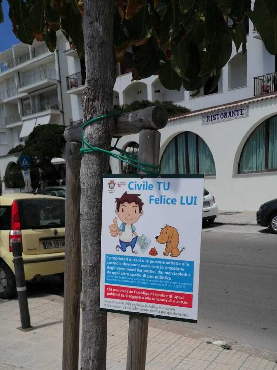 Alghero, la  campagna del Comune: «Se il cane sporca, la strada va pulita» 