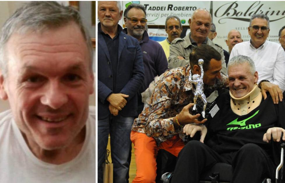 Da sinistra Franco Lucchesi e il raduno benefico in suo onore avvenuto nel 2018