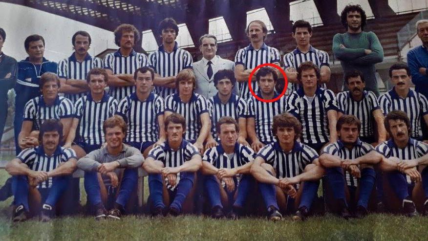 Nel cerchietto Fabio Lencioni, con la maglia del Montecatini a metà anni Settanta