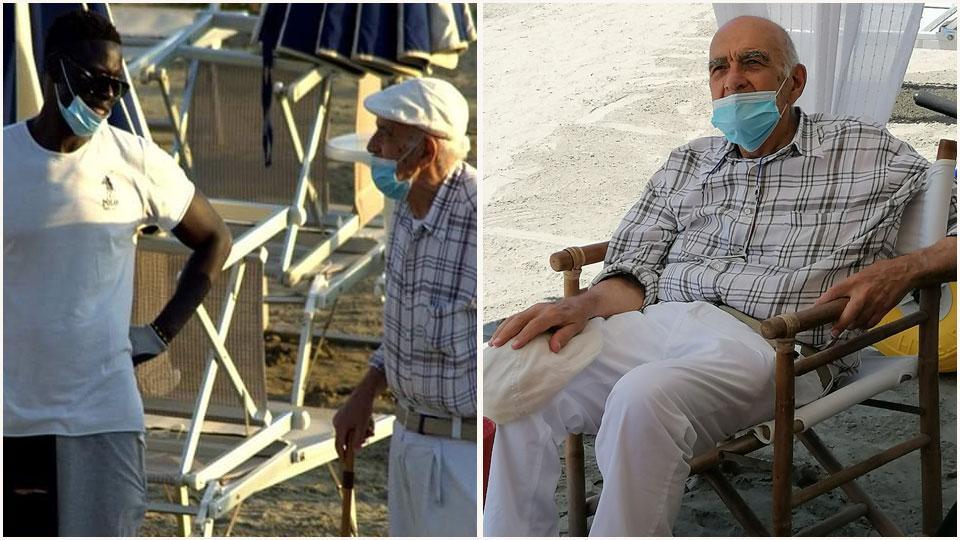 Due immagini di Beppe Pierini allo stabilimento balneare Ausonia a Follonica