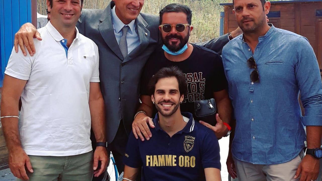 Da sinistra: Simone Vanni, il questore Paolo Rossi, Marco Vannini, Martino Seravalli e Michele Mariotti