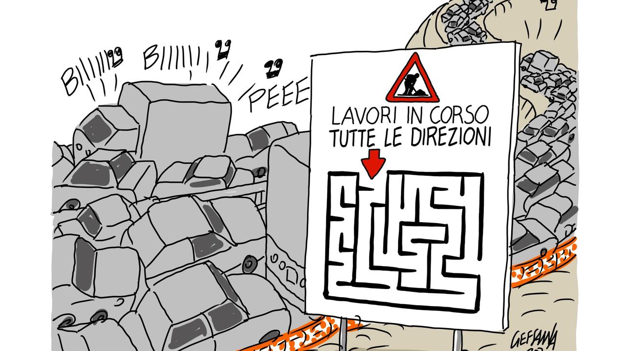 La vignetta di Gef: lavori in corso sulla 131 e traffico in tilt a Sassari