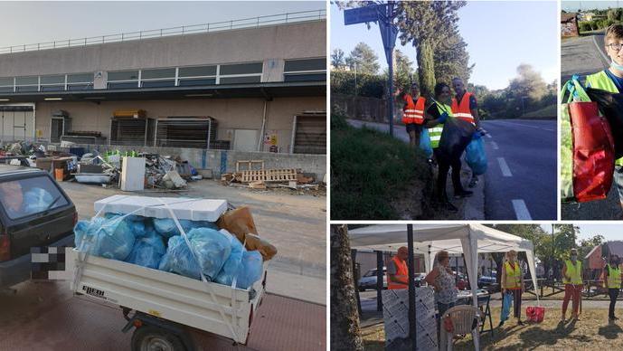 Cinquantacinque sacchi di spazzatura raccolti in poco più di due ore