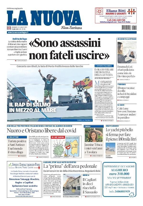 Prima Pagina La Nuova Sardegna 19 luglio 2020