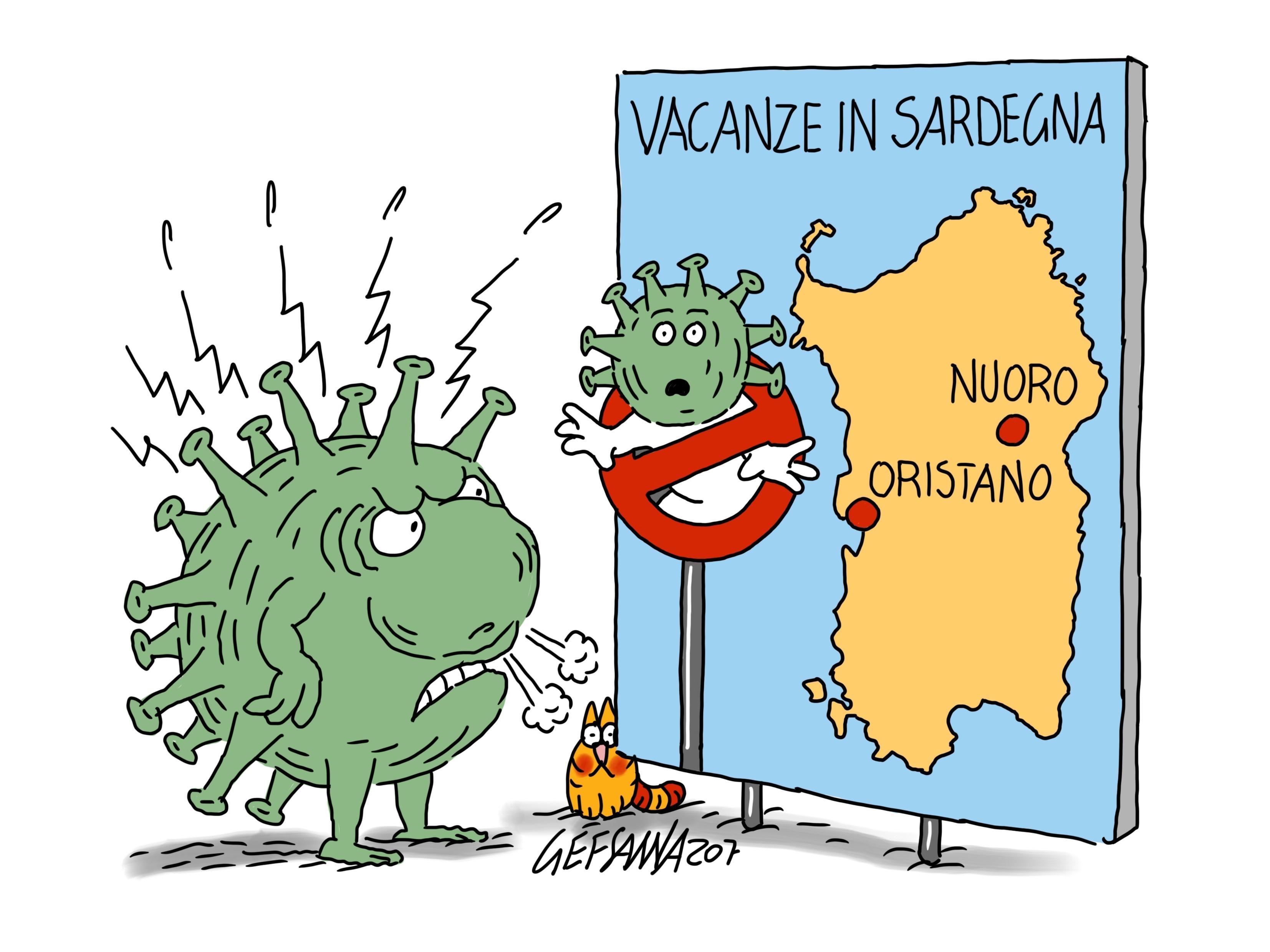 La vignetta di Gef: Nuoro e Oristano libere dal Covid