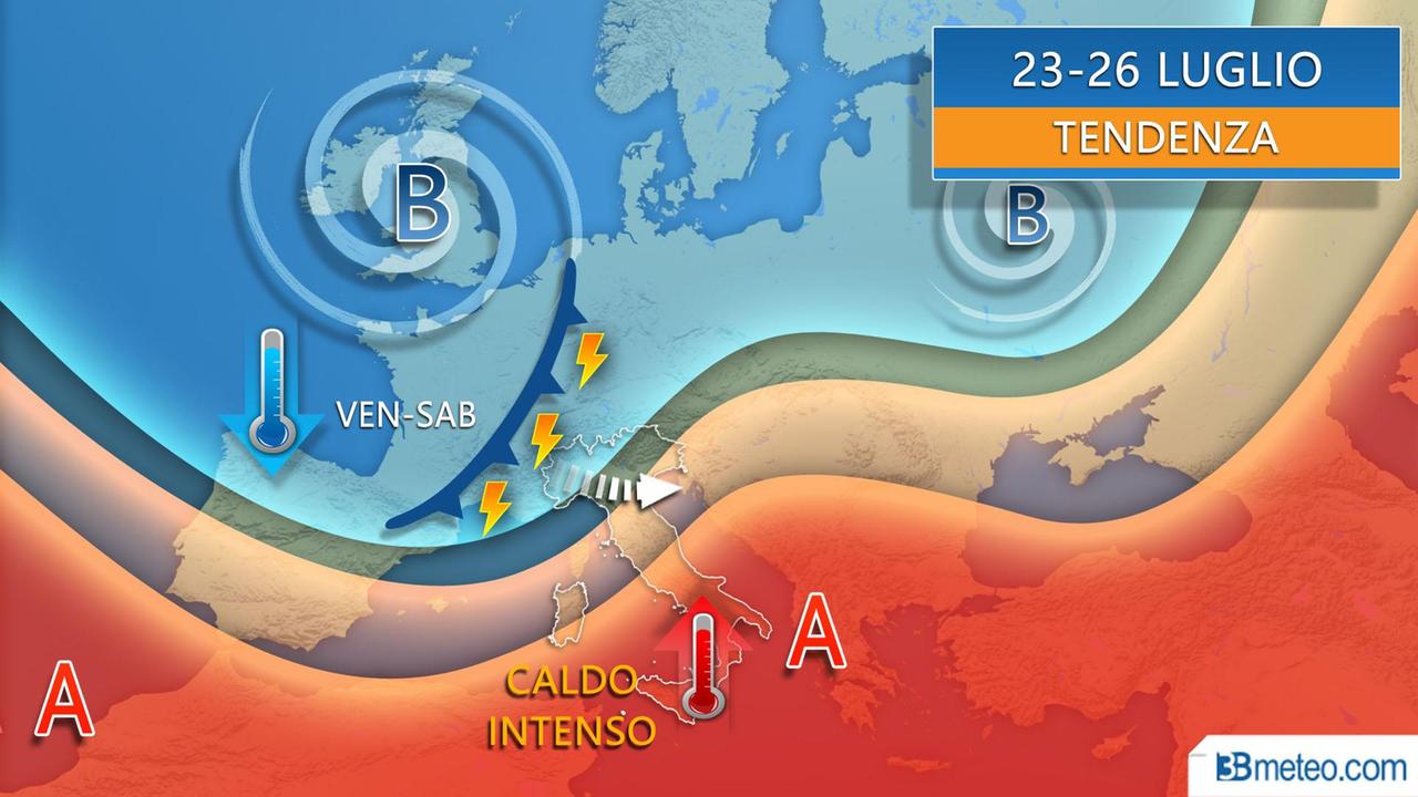 Meteo: settimana di caldo afoso, ma da venerdì break con i temporali