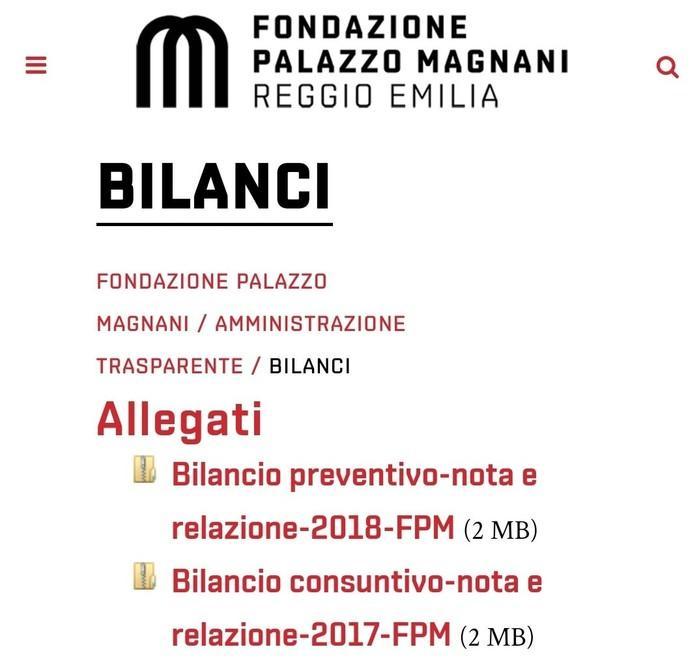Un sito internet poco aggiornato Bilanci del 2018 e niente curricola