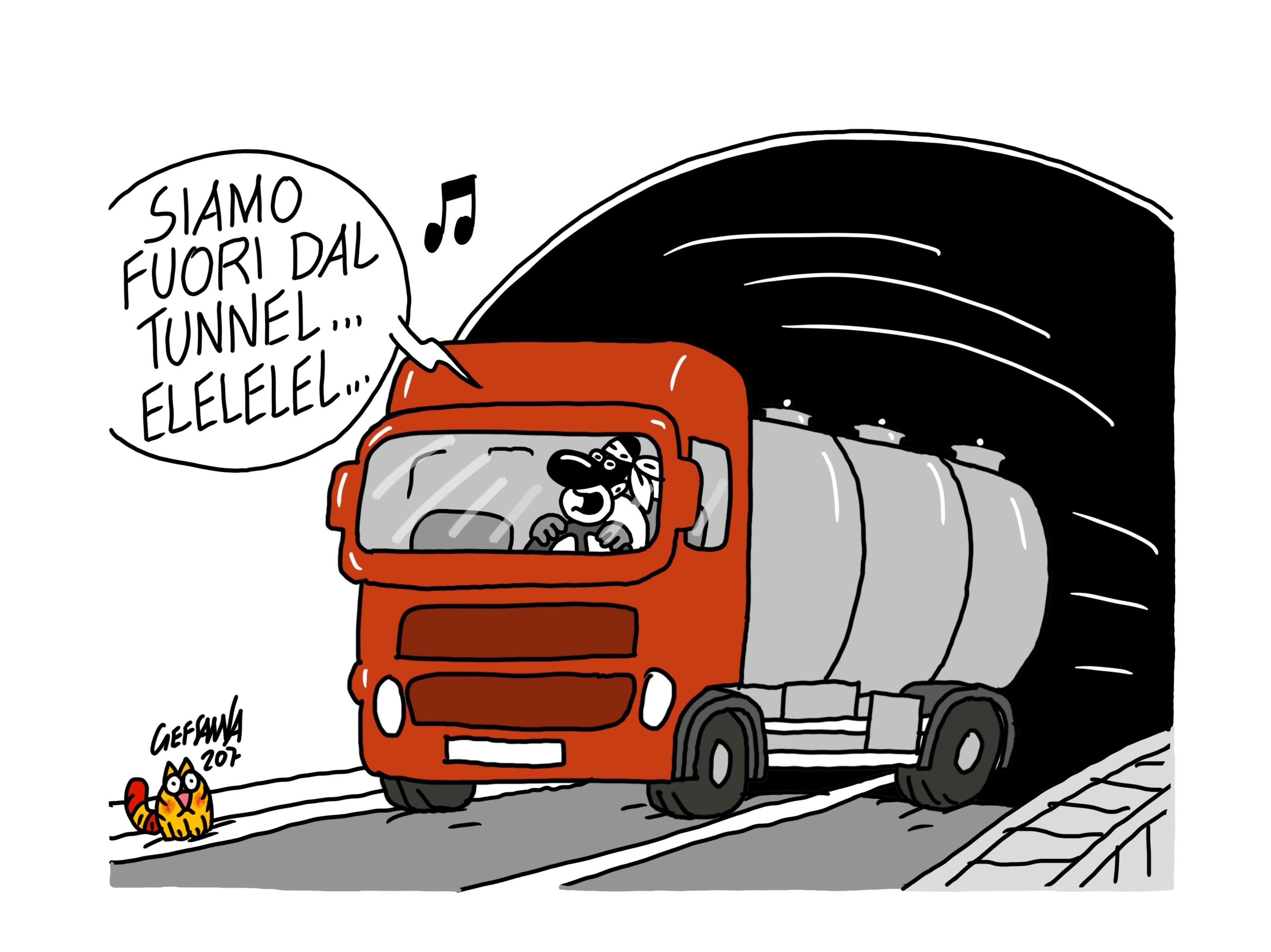 La vignetta di Gef: caos alle porte di Sassari per i divieti nelle gallerie