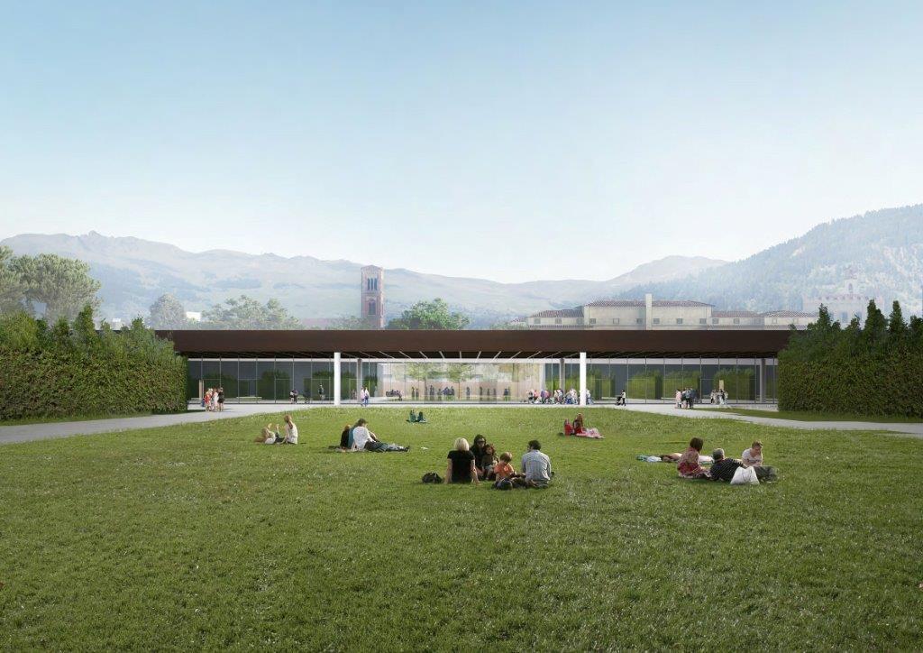 Un rendering del Parco centrale che nei progetti del Comune dovrebbe essere realizzato al posto del vecchio ospedale Misericordia e Dolce