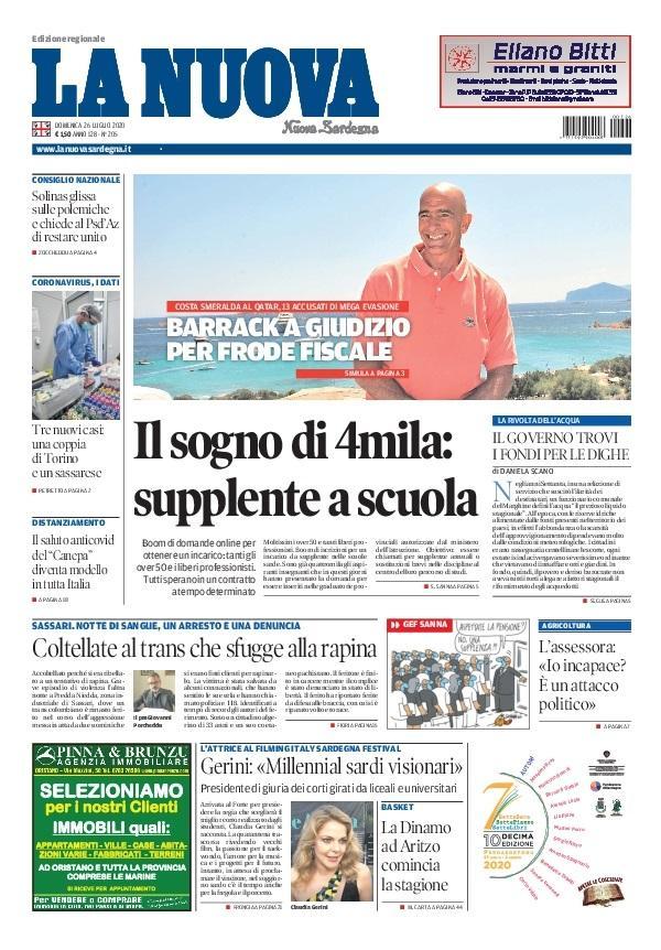 La Nuova Sardegna - Prima Pagina - 26 luglio 2020