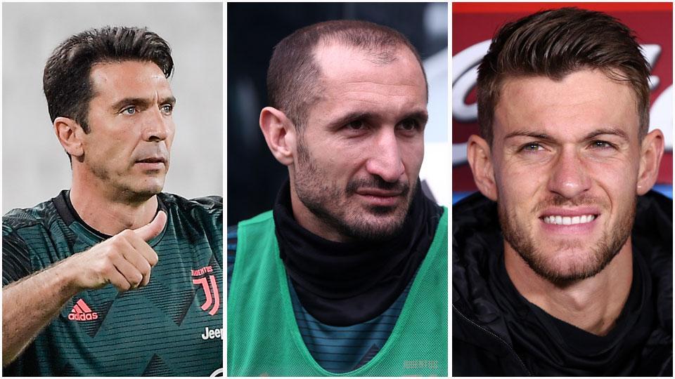 Gianluigi Buffon, Giorgio Chiellini e Daniele Rugani