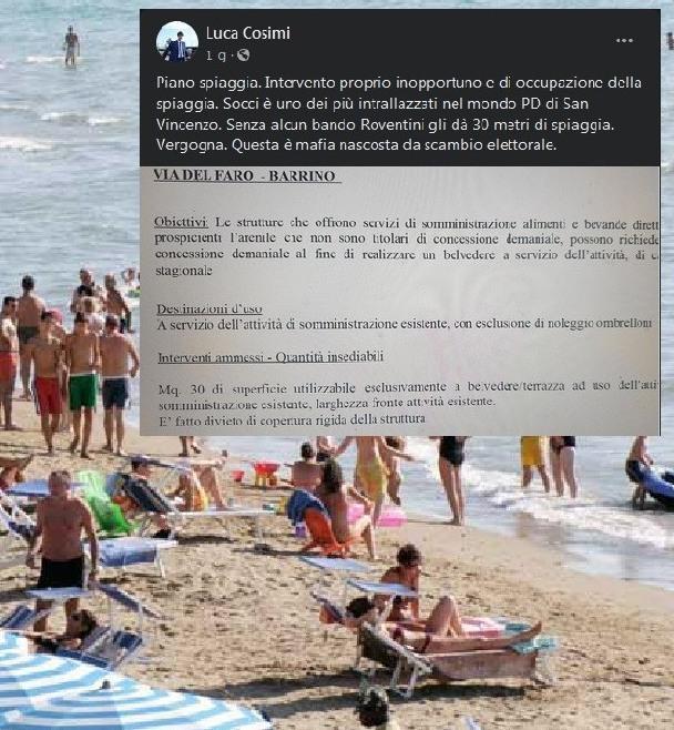 Nuovo piano spiaggia Cosimi: «Evidenti casi di scambio elettorale»