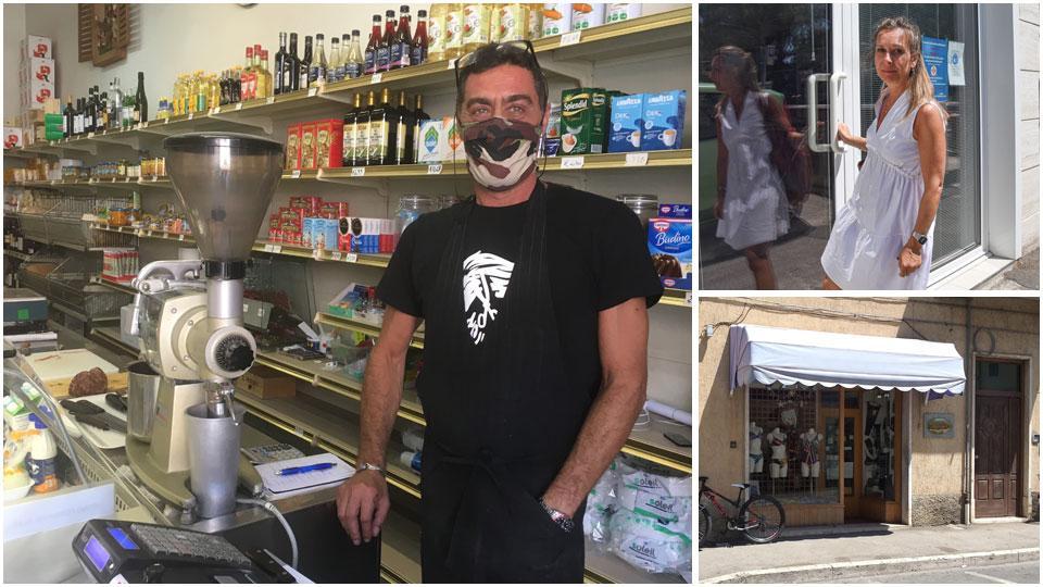 Simone Mazzini, titolare dell’Alimentari di via Tripoli, Laura Filippini, la commerciante rapinata in via Derna e il negozio di intimo in via Tripoli