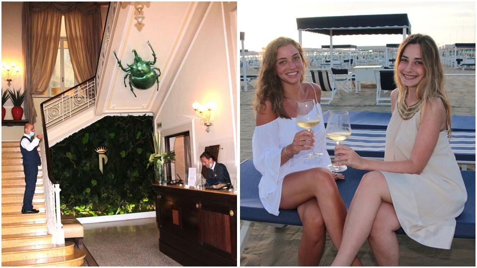 Gli interni del Principe di Piemonte, l’hotel più famoso di Viareggio e aperitivo in spiaggia al bagno Maitò a Forte