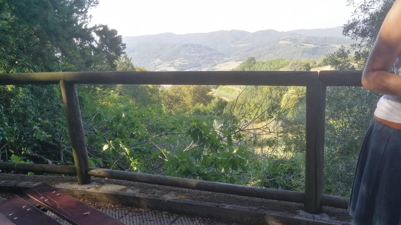 La staccionata di legno è rotta e il bambino cade nel dirupo