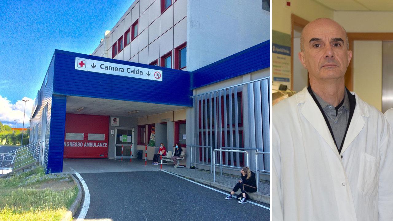 Il pronto soccorso di Cecina e a destra il direttore Paolo Pennati