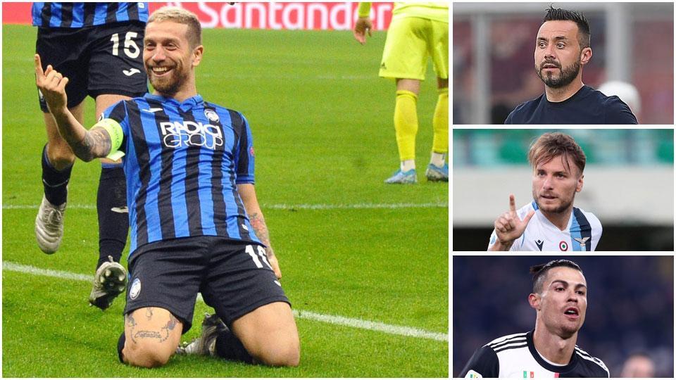 Papu Gomez, superstar dell’Atalanta, Roberto De Zerbi, tecnico del Sassuolo, Ciro Immobile, grande stagione la sua alla Lazio e Cristiano Ronaldo