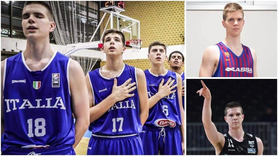 Il volterrano Lorenzo Guerrieri con la maglia della Nazionale giovanile e con quelle di Barcellona e Trento