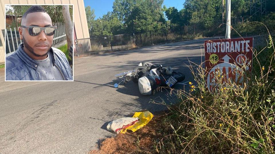 Lo scooter con cui si è scontrata la moto del giovane morto e Luis Roberto Beriguete Turelli