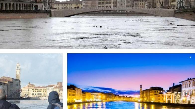 L’immagine dell’Arno in piena all’alba che sarà in regalo con Il Tirreno mercoledì 12 agosto