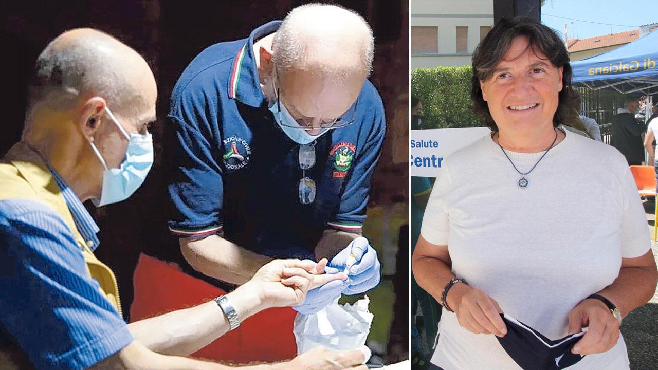 Nella foto da sinistra la campagna dei test nella regione a destra la Saccardi