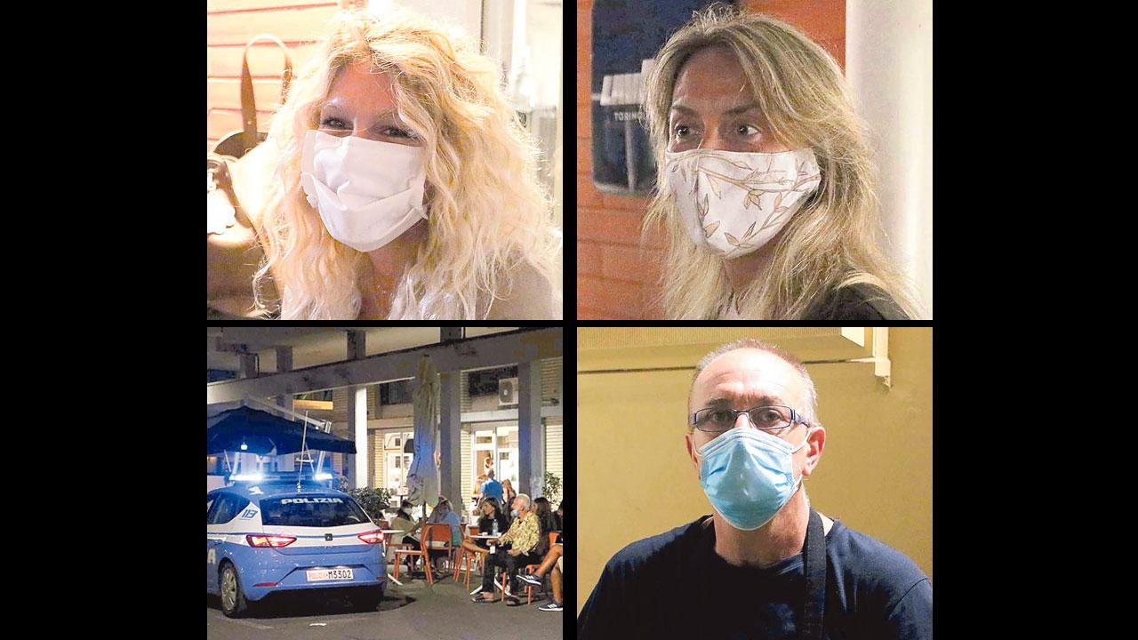 In alto partendo da sinistra Chiara Salutini e Victoria Visini. In basso partendo da sinistra controlli nella zona della movida e Fabrizio Bertelli