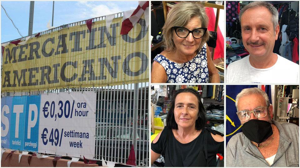 Cambiano le sorti del Mercatino Americano, via 25 banchi. Parlano gli operatori commerciali, Patrizia Nardini, Fabrizio Giovannelli, Luana Bonomo e Mauro Barsotti