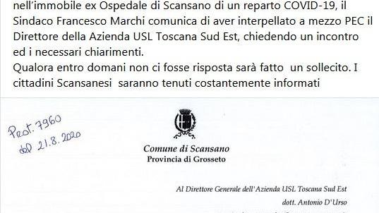 Area Covid a Scansano? L’Asl smentisce il post del sindaco Marchi