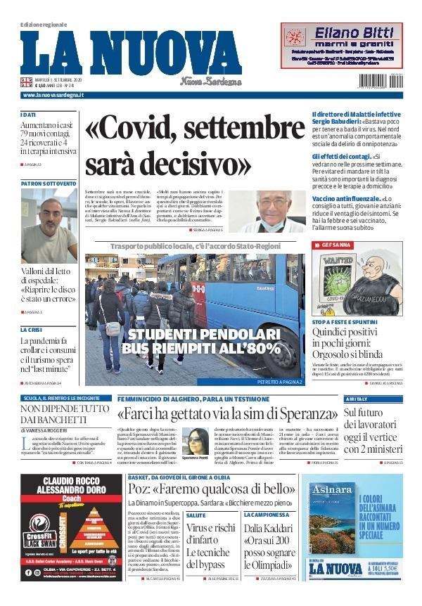La Nuova Sardegna - Prima Pagina - 1 settembre 2020