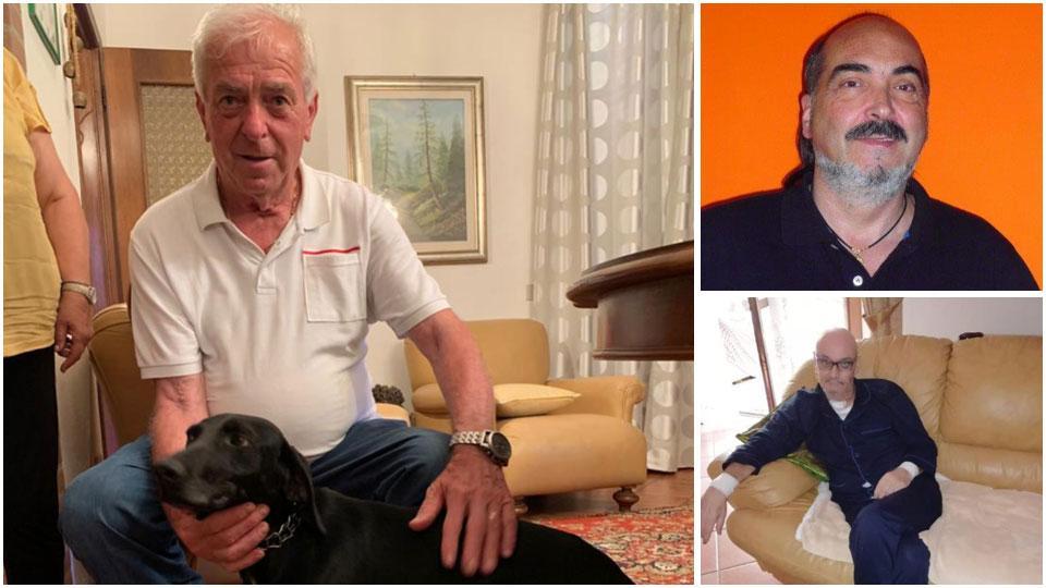Ilio Pugliesi col suo cane Dicche e i medici Paolo Fidanzi e Antonio Iannuzzi