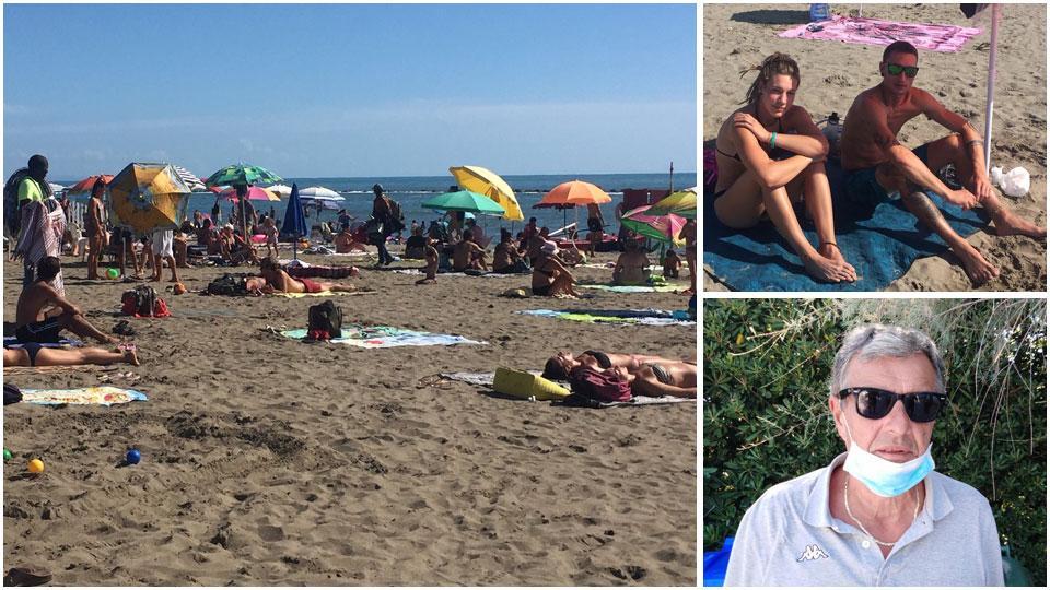Il racconto da una spiaggia affollata come a Ferragosto, la coppia di fidanzati a appena arrivati a Massa e Alberto Opezzo campeggiatore da Torino