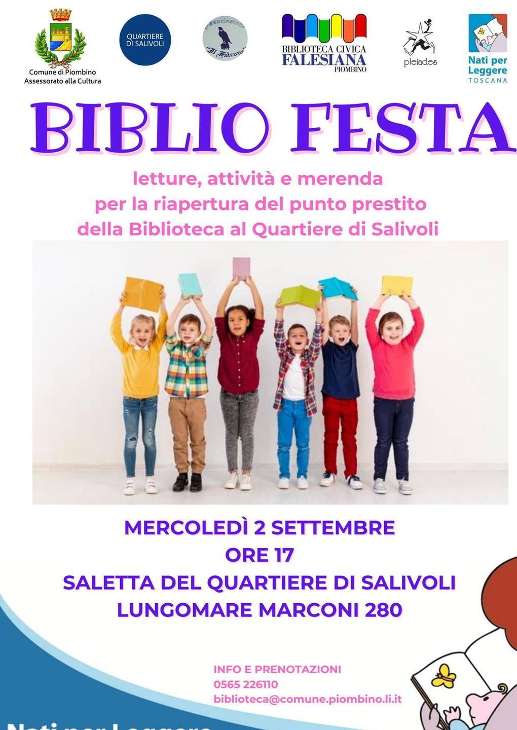 “Bibliofesta” al quartiere Salivoli dalle 17 
