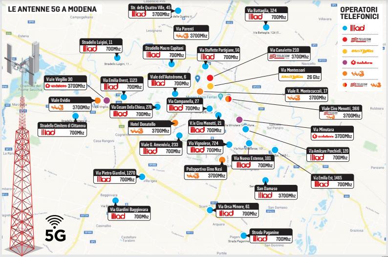 La mappa con tutte le strade/ Modena, ecco dove sorgeranno le antenne della Rete 5G  