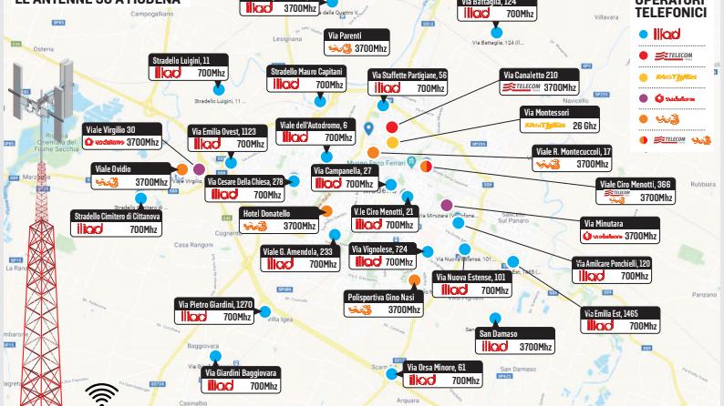 La mappa con tutte le strade/ Modena, ecco dove sorgeranno le antenne della Rete 5G