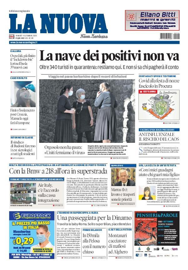 La Nuova Sardegna - Prima Pagina - 4 settembre 2020