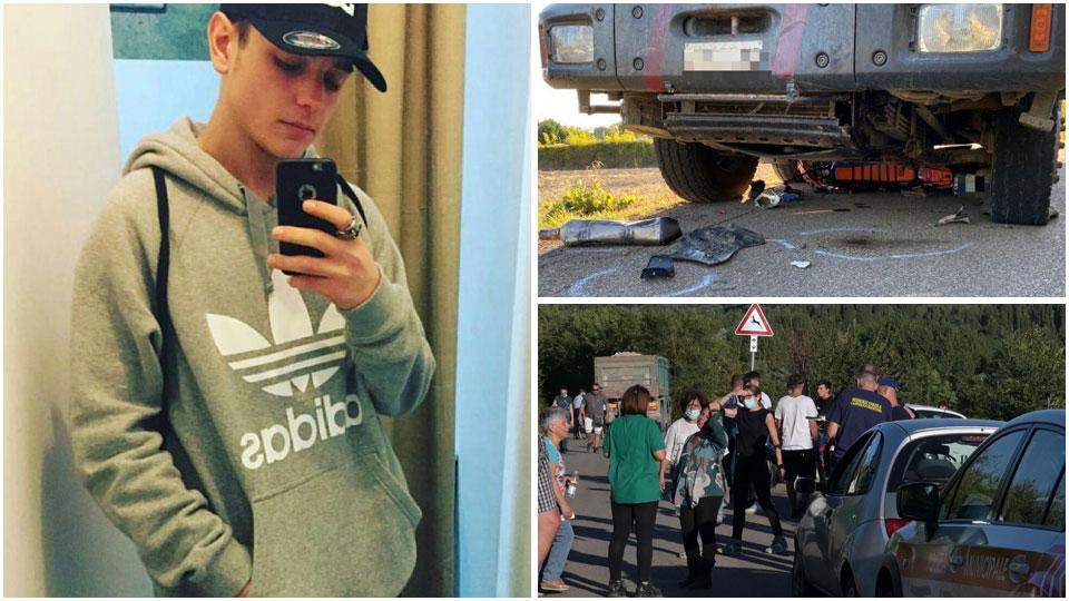 Il giovane morto, la moto enduro rimasta incastrata sotto il camion che percorreva via Lucardese e la disperazione di amici e parenti del ragazzo