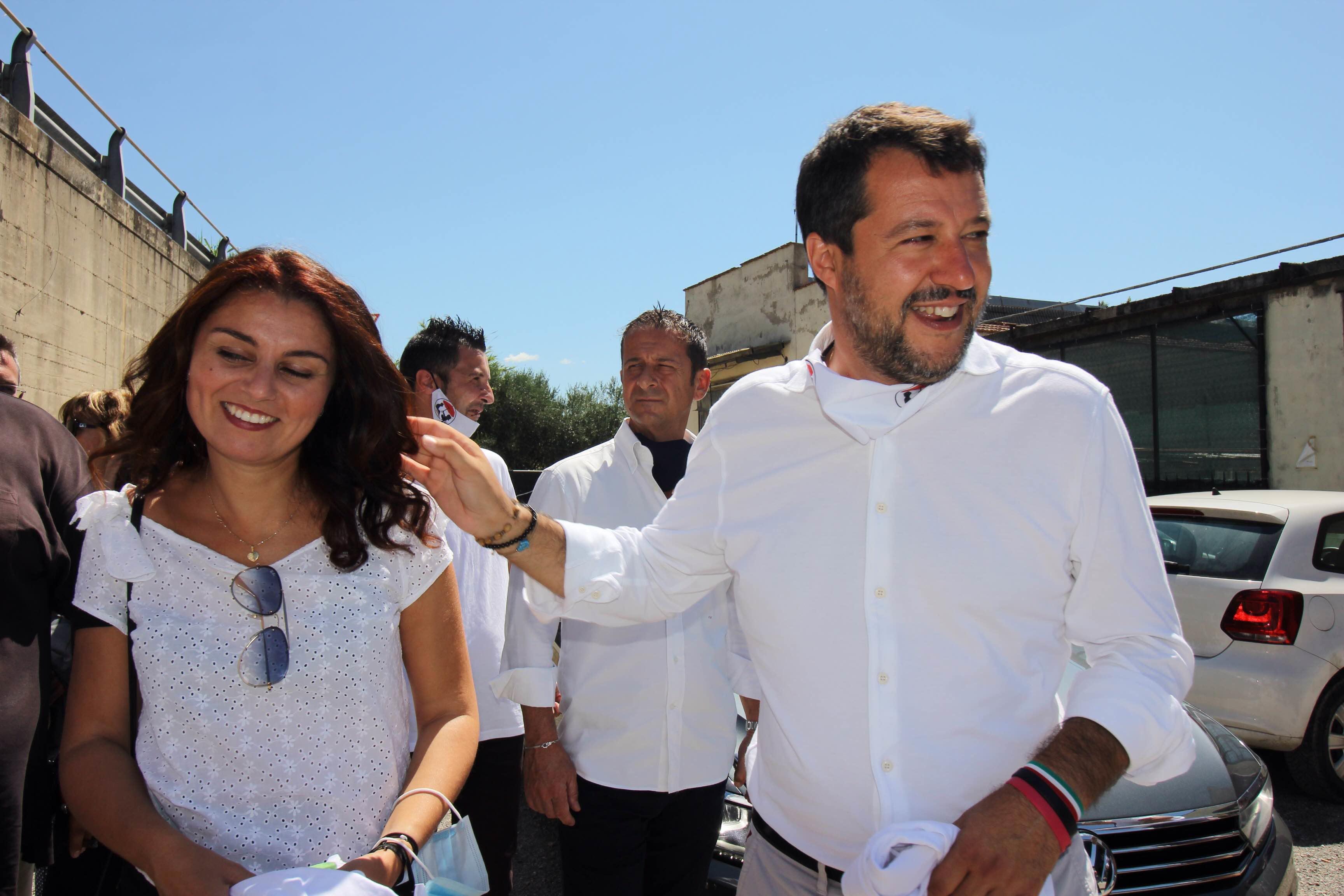 Susanna Ceccardi e Matteo Salvini lo scorso 25 luglio a Prato