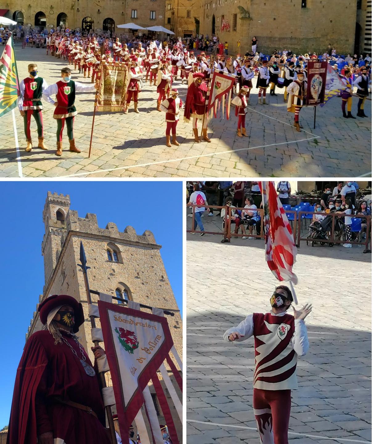 Sbandieratori con la mascherina