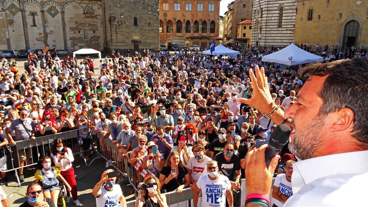 ll comizio di Matteo Salvini a Pistoia (foto Gori)