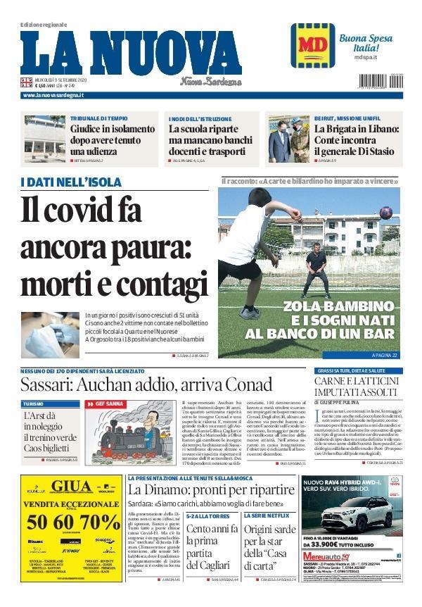 La Nuova Sardegna - Prima Pagina - 9 settembre 2020