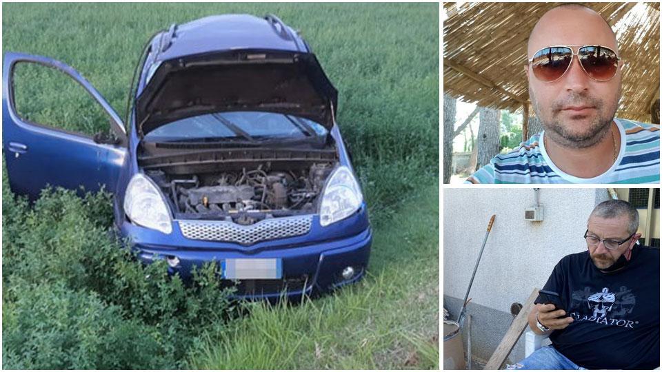 La vittima aveva vissuto a lungo nel Ravennate. A Santa Maria a Monte abitava da poco. Nelle foto di Franco Silvi: l’auto fuori strada, Saimir e il proprietario della casa dove risiedeva.
