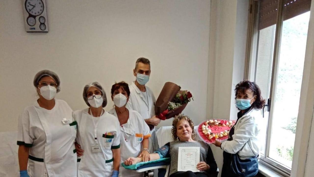La record woman del sangue È arrivata a 300 donazioni