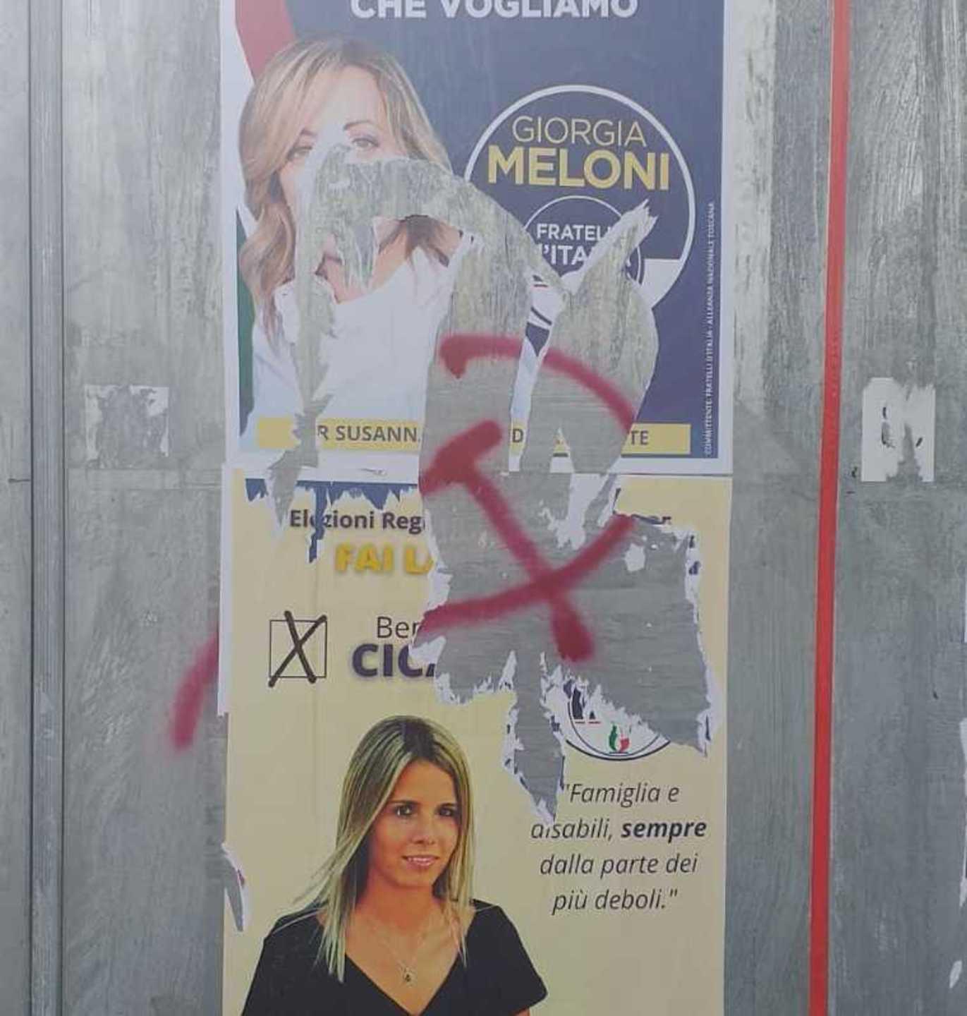 Strappati i manifesti elettorali di Cicala
