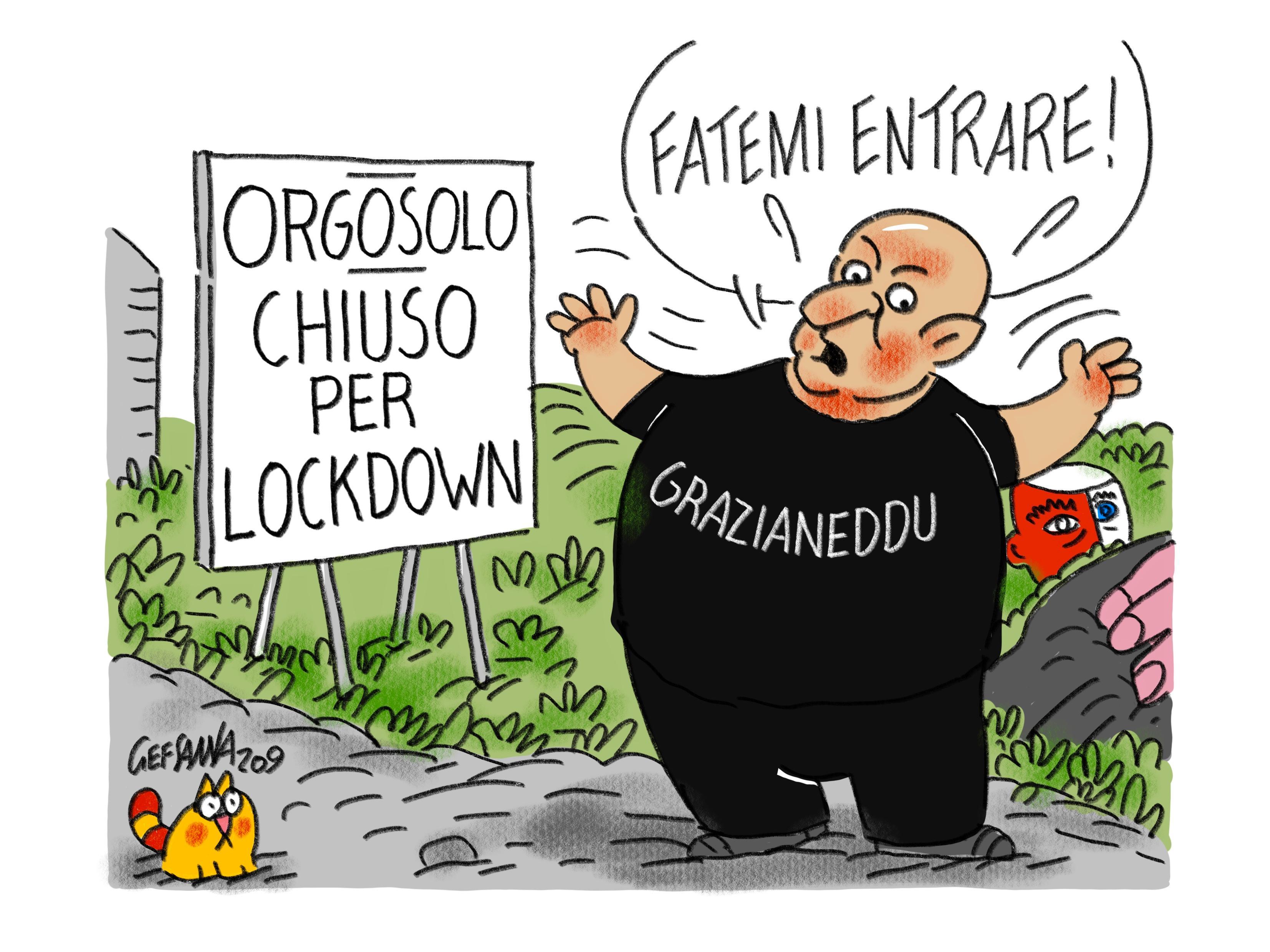 La vignetta di Gef - Nuova serrata a Orgosolo, lockdown per bar e locali