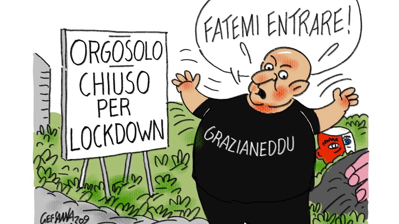 La vignetta di Gef - Nuova serrata a Orgosolo, lockdown per bar e locali