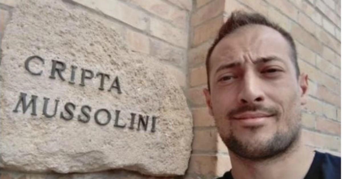 Christian Braccini durante la sua visita a Predappio