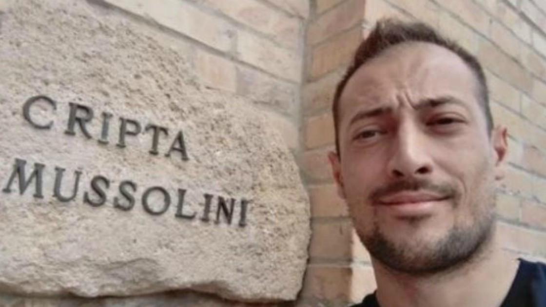 Christian Braccini durante la sua visita a Predappio